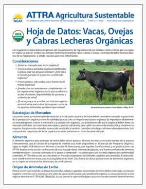 Hoja de Datos: Vacas, Ovejas y Cabras Lecheras Organicas
