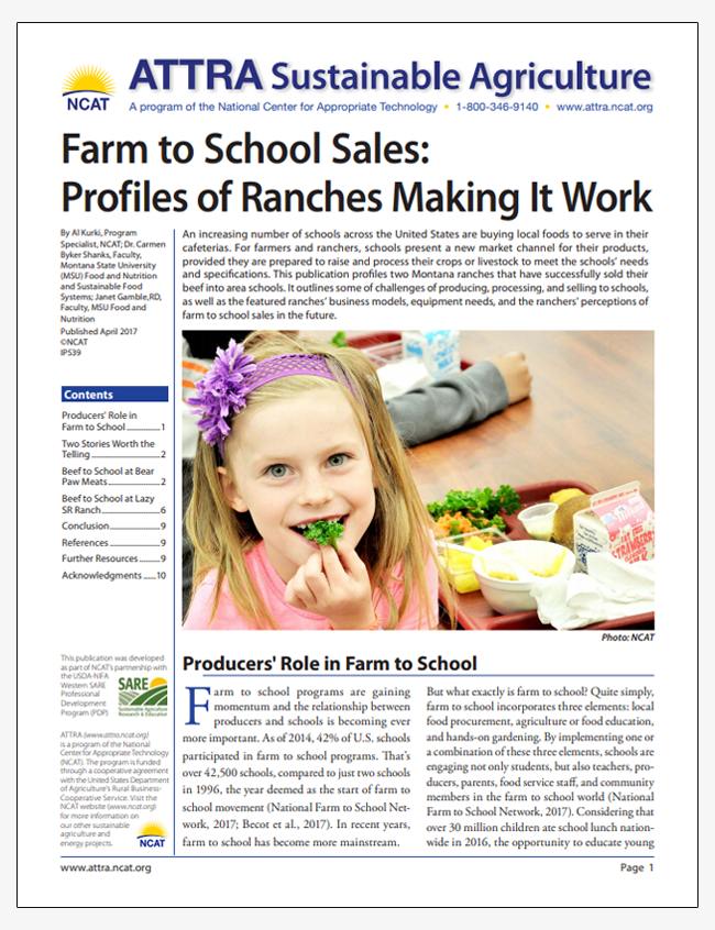Farm to School Sales: Profiles of Ranches Making It Work
