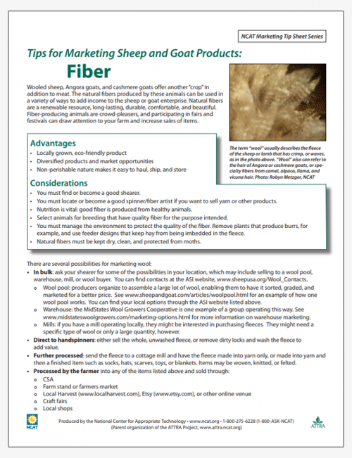 Tips for Marketing Sheep and Goat Products: Fiber
