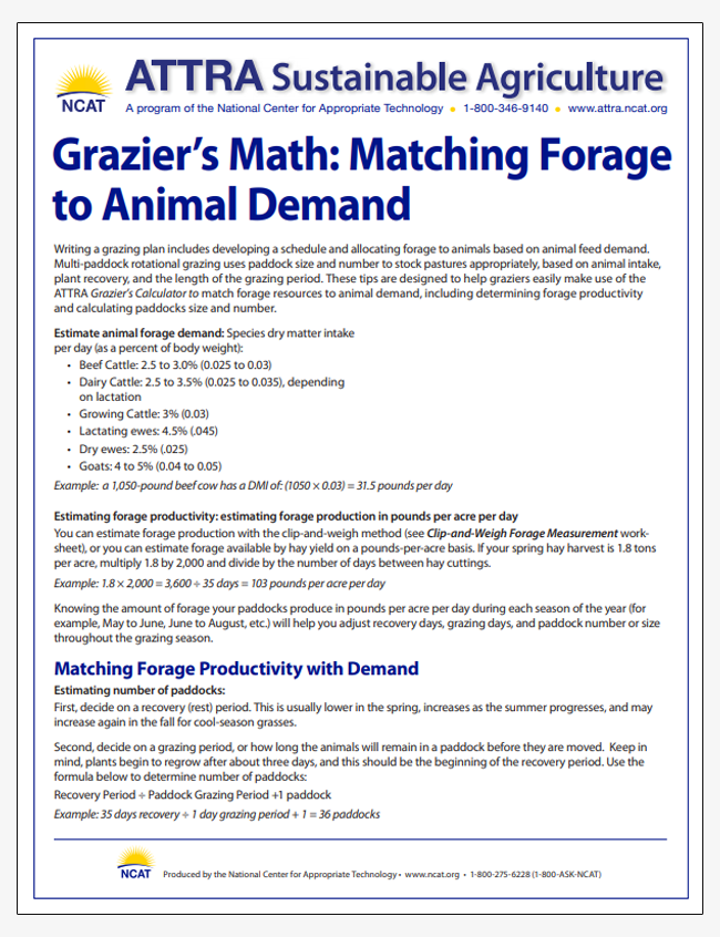 Grazier's Math: Matching Forage to Animal Demand