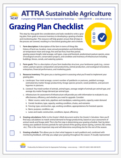 Grazing Plan Checklist