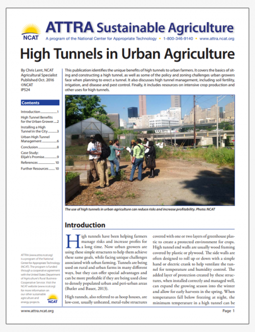 High Tunnels in Urban Agriculture