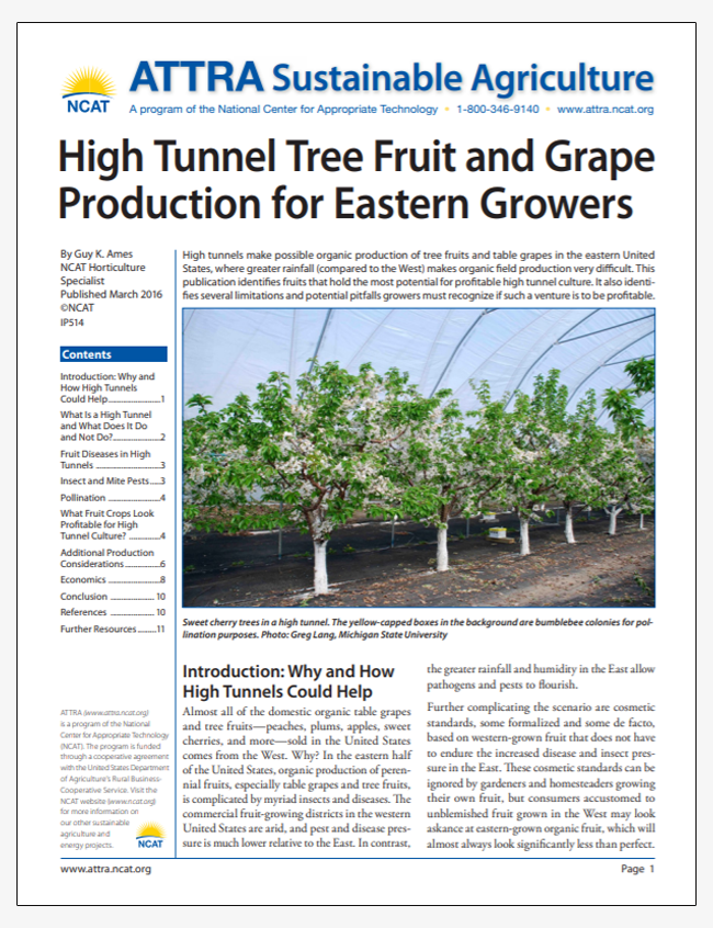 High Tunnel Tree Fruit and Grape Production for Eastern Growers