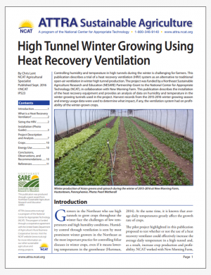 High Tunnel Winter Growing Using Heat Recovery Ventilation