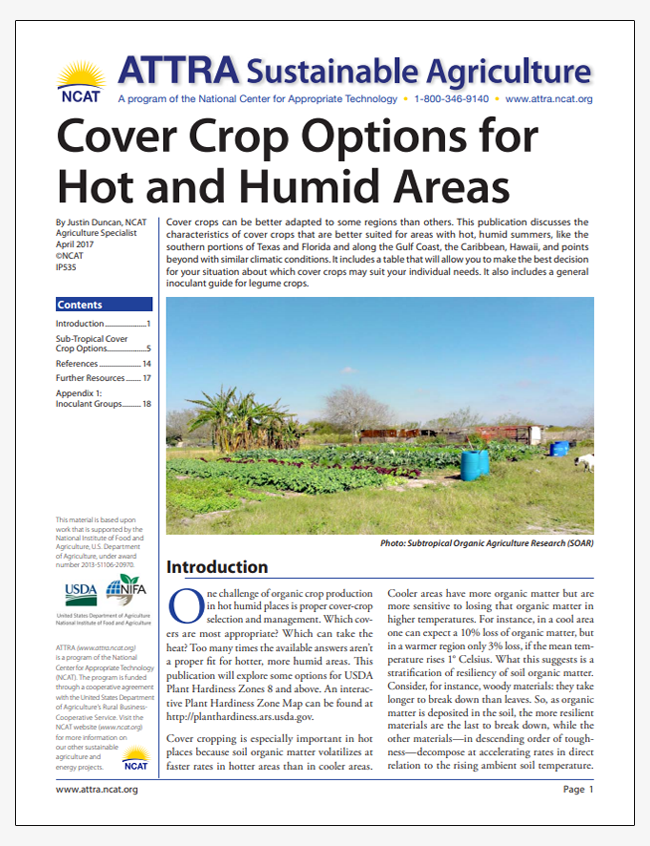 Cover Crop Options for Hot and Humid Areas