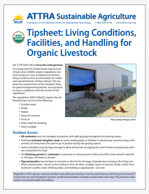 Tipsheet: Living Conditions, Facilities, and Handling for Organic Livestock