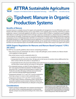 Tipsheet: Manure in Organic Production Systems