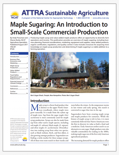 Maple Sugaring: An Introduction to Small-Scale Commercial Production