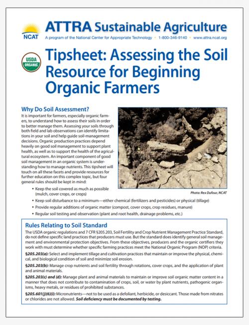 Tipsheet: Assessing the Soil Resource for Beginning Organic Farmers