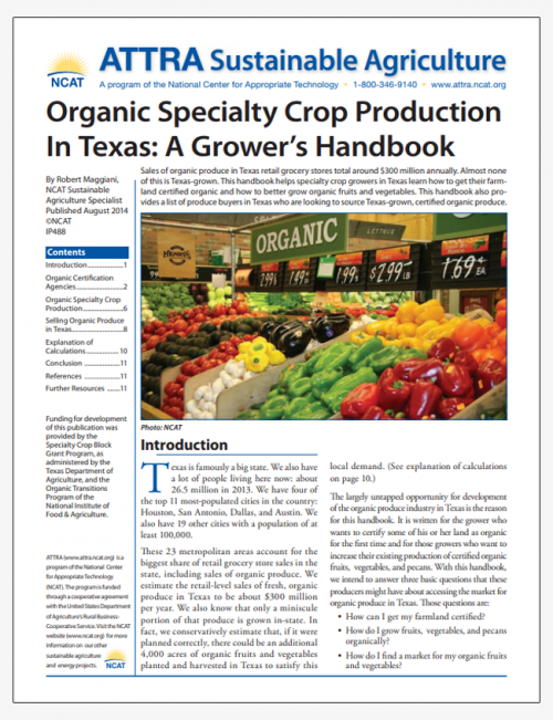Organic Specialty Crop Production In Texas: A Grower's Handbook