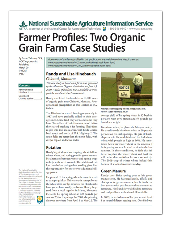Farmer Profiles: Two Organic Grain Farm Case Studies - Cover Art