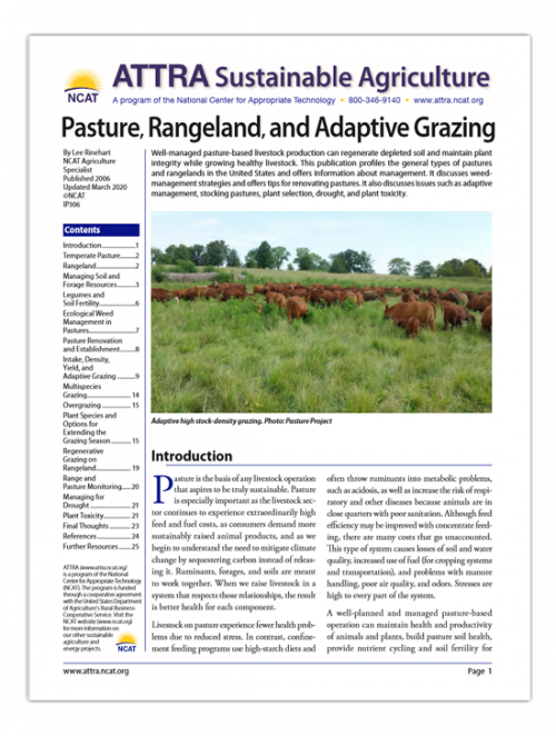 Pasture, Rangeland, and Adaptive Grazing