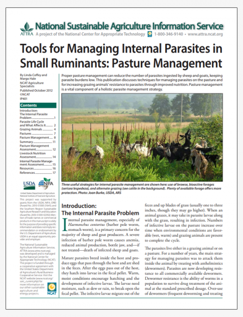 Tools for Managing Internal Parasites in Small Ruminants: Pasture Management