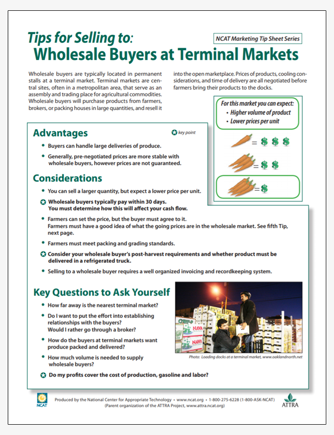 Tips for Selling to: Wholesale Buyers at Terminal Markets