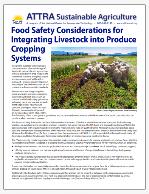 Food Safety Considerations for Integrating Livestock into Produce Cropping Systems