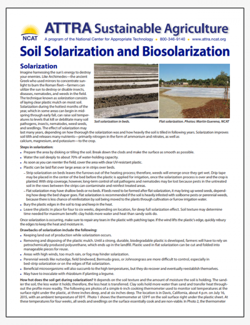 Soil Solarization and Biosolarization - Tipsheet