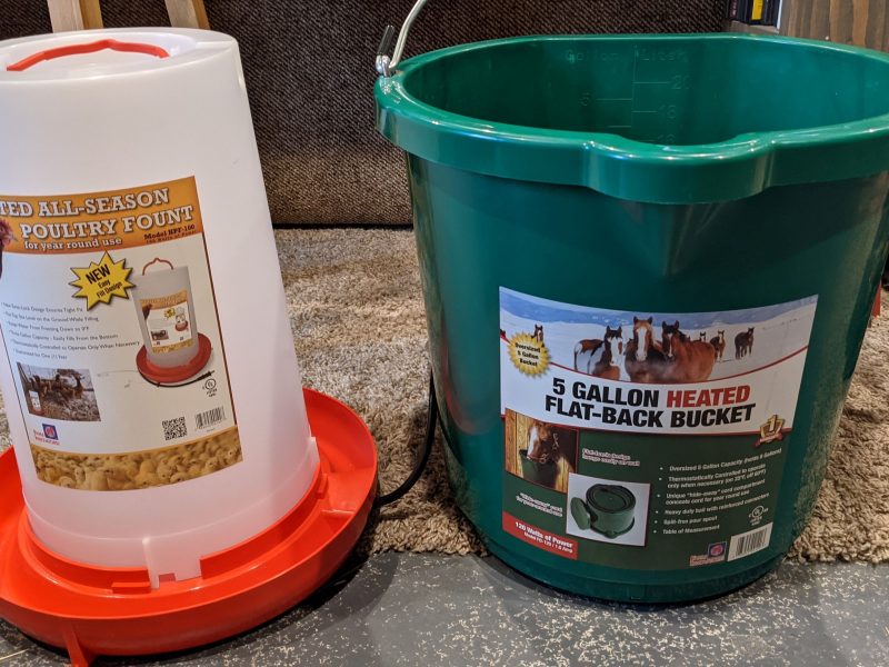 Heated poultry waterer and heated bucket