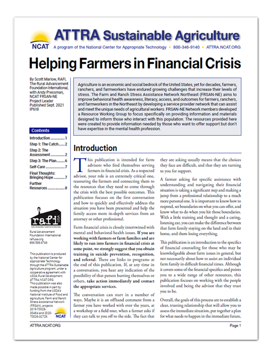 Helping Farmers in Financial Crisis