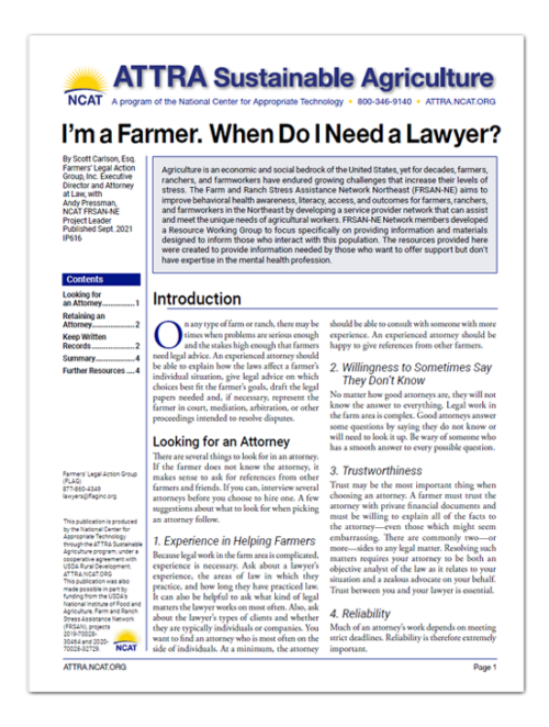 I'm a Farmer. When Do I need a Lawyer?