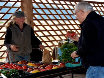 Becky Weed of Thirteen Mile Farm sells her produce.