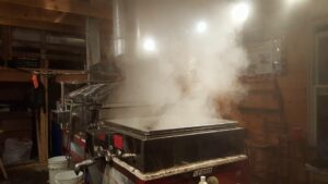 boiling sap in evaporator