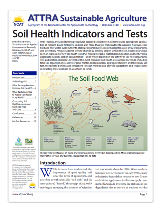 Soil Health Indicators And Tests – ATTRA – Sustainable Agriculture