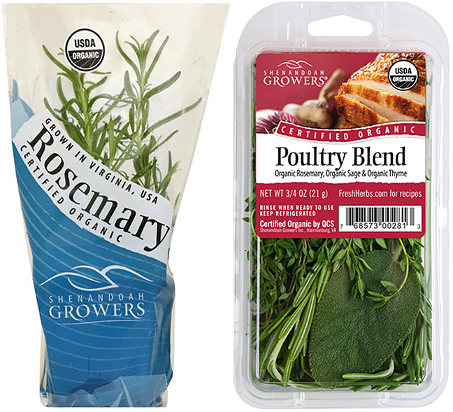 Packaged organic herbs