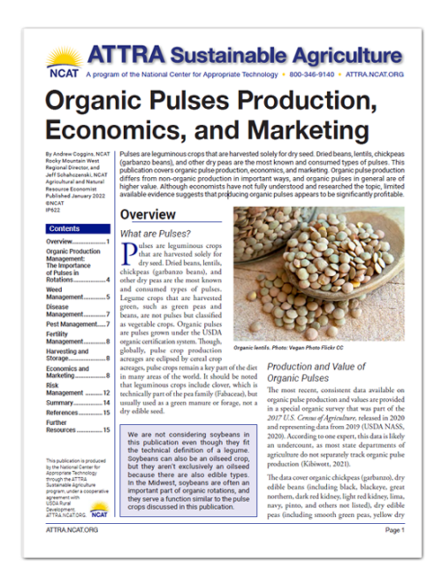 Organic Pulses Production, Economics, and Marketing – ATTRA ...