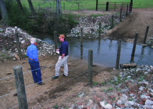 streambank crossing designed to minimize damage to the streambank.