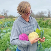 Stephanie Kasper with colorful cauliflower.