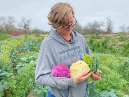 Stephanie Kasper with colorful cauliflower.