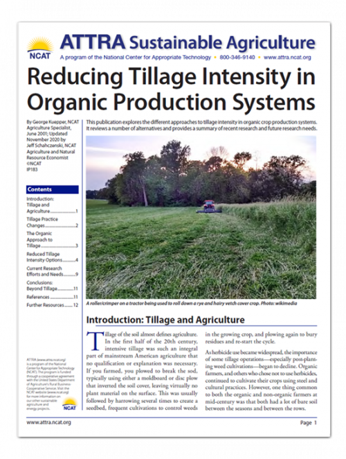 Reducing Tillage Intensity In Organic Production Systems Attra Sustainable Agriculture