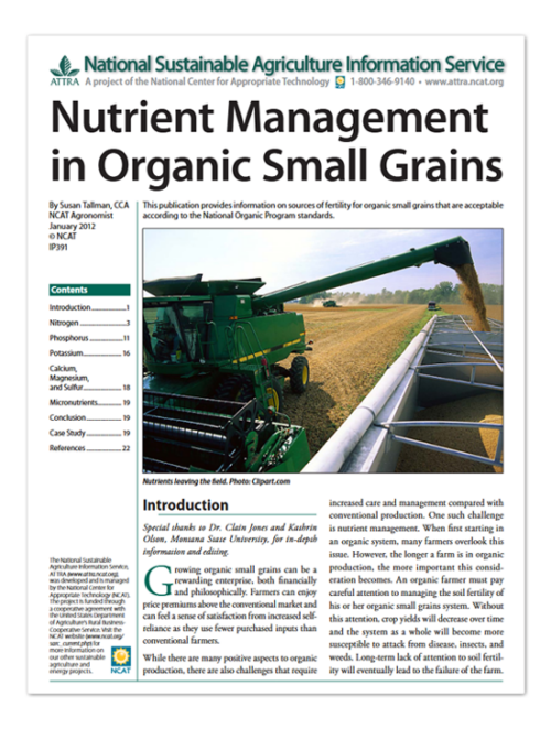 Nutrient Management In Organic Small Grains – ATTRA – Sustainable ...