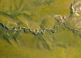 An aerial view of a Montana creek bed
