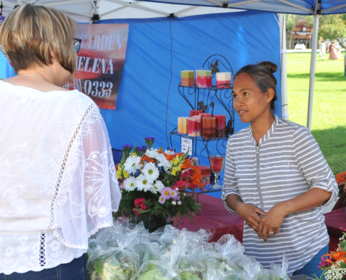Flower vendor at Helena, Montana, farmers market