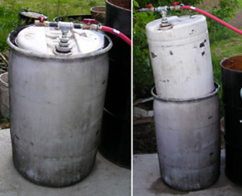 A simple floating-top digester built from scrap materials.
