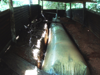 in-ground bag digester in operation
