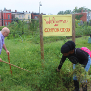 Man and woman working at Common Good Garden in Washington, DC