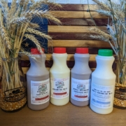 bottles of flavored milk from Harmony Acres dairy in Pennsylvania