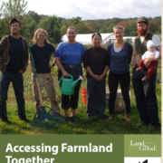 Cover of "Accessing Farmland Together" publication, showing a group with 7 people.