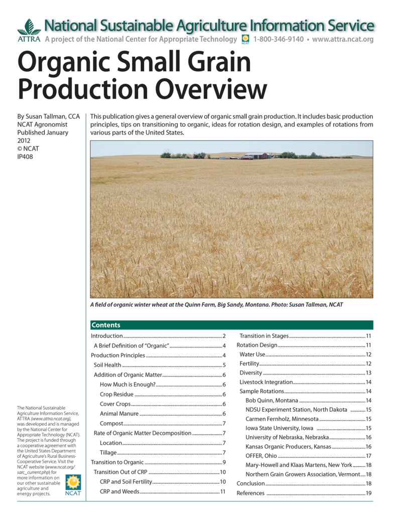 Organic Small Grain Production Overview – ATTRA – Sustainable Agriculture