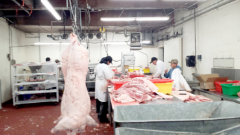 Meat processors at work