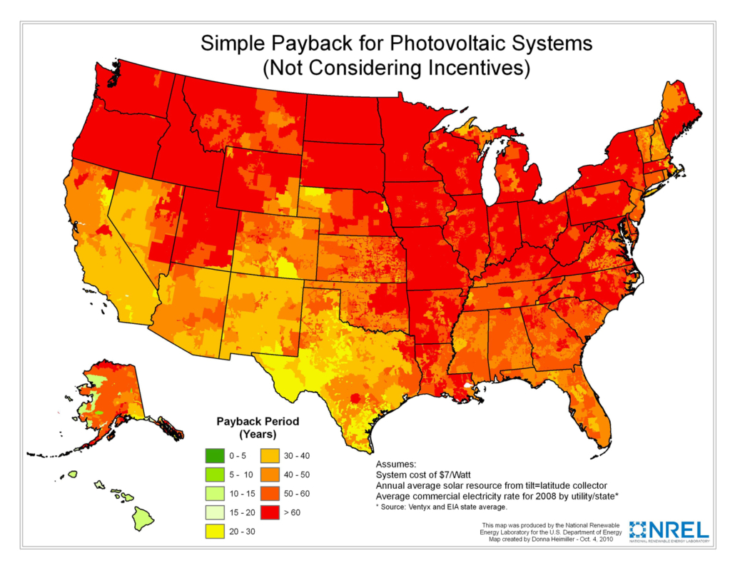Map showing simple playback of PV systems