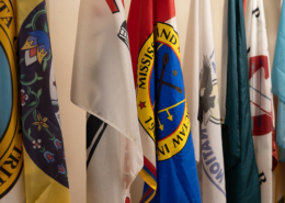a row of flags of Tribal nations