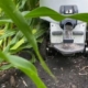robotic cover crop planter between rows of corn