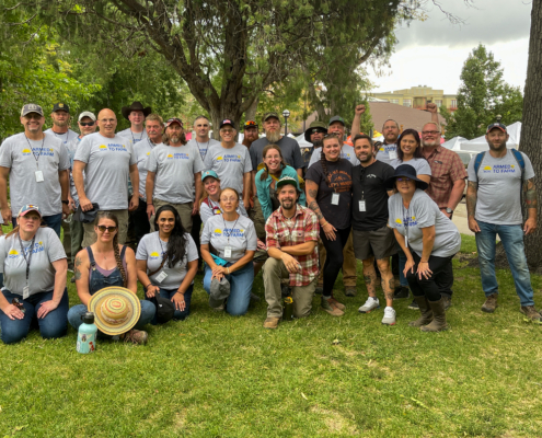 group of veterans participating in Armed to Farm training in Colorado, in two rows.