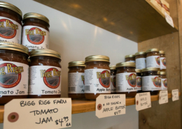 jars of jam on a shelf