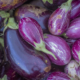 pile of two different types of purple eggplants