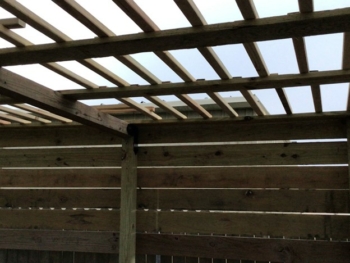 trellis made from new and reclaimed lumber