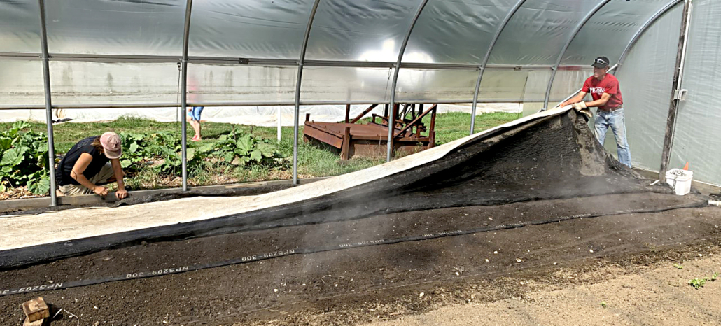 Soil steaming at Picadilly Farm, Winchester, New Hampshire. 